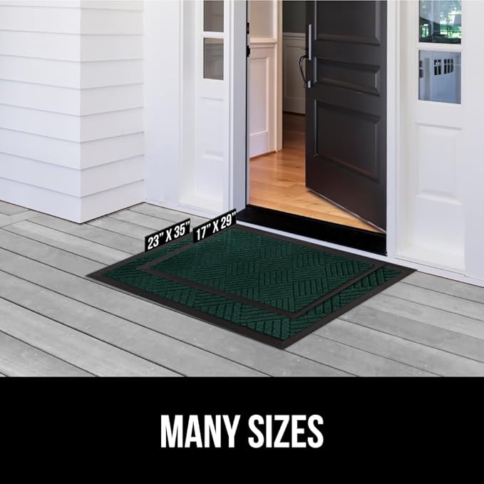GORILLA GRIP 100% Waterproof All-Season WeatherMax Doormat US Designed Natural Rubber, Stain and Fade Resistant, Low Profile Indoor Outdoor Door Mats, Easy Clean Patio Mat, 23x35, Green Diamond - Image 8