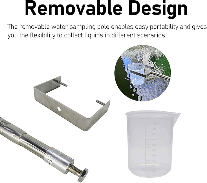 ERRULAN Telescopic Water Sampler Dipper, Ultra Light Rod Plastic Beaker Pendulum Beaker Sampler for Environmental Monitoring, Water Quali, 500/1000ml Sludge Judge Sampling(500ml,0.98-2.5m/3.2-8.2 ft) - Image 8