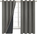 BGment Thermal Insulated 100% Blackout Curtains for Bedroom with Black Liner, Double Layer Full Room Darkening Noise Reducing Grommet Curtain (52 x 63 Inch, Grey, 2 Panels) by BGment
