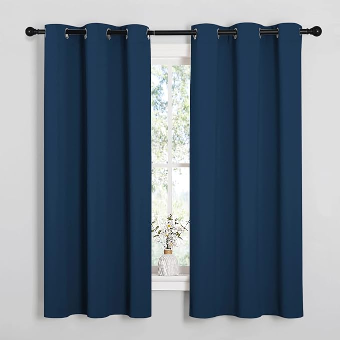 NICETOWN Room Darkening Curtains 63 inch Length 2 Panels, Thermal Insulated Grommet Blackout Curtains for Modern Casual Elegant Bedroom Kids Room Theme Decoration (Moroccan Blue, 2 Pieces, W42) by NICETOWN