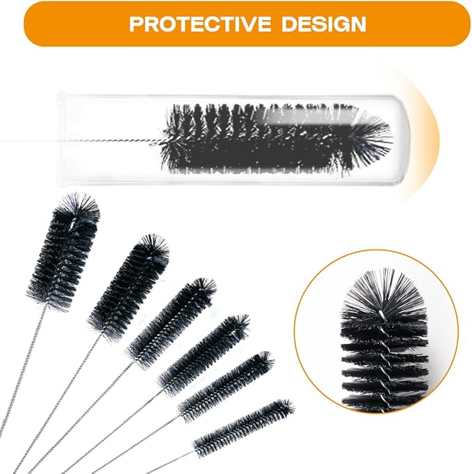 Straw Cleaner Brush Set,6 Piece 12" Long Pipe Tube Bottle Brushes for Cleaning Narrow Neck Bottles,Coffee Maker,Glass Cups - Image 6