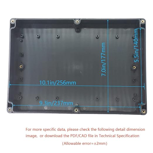 Junction Box, Zulkit Project Box IP65 Waterproof Outdoor Box ABS Plastic Electrical Boxes Electronic Enclosure Black 10.4 x 7.2 x 2.4 inch(263 x 182 x 60 mm)(Pack of 1) - Image 5