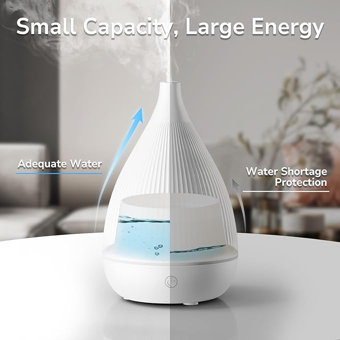 Ultrasonic Essential Oil Diffuser, Home Fragrance Aroma Diffuser with Auto Shut-Off, Color Change Night Light & Ultra-Quiet Operation, BPA-Free Portable Aromatherapy Humidifier for Home (White) - Image 3