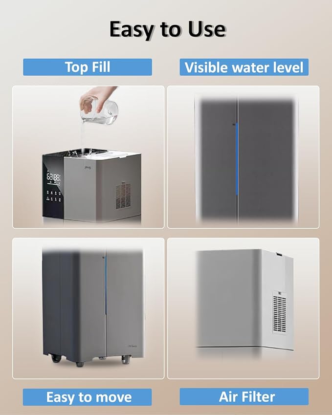 Humidifier Large Room,26L/6.8Gal Whole House Humidifiers for Bedroom Home 3000 sq.ft,1800ml/H,Commercial and Industrial Humidifiers with 360° Nozzle & Extension Tube,Top Fill,Gray - Image 6