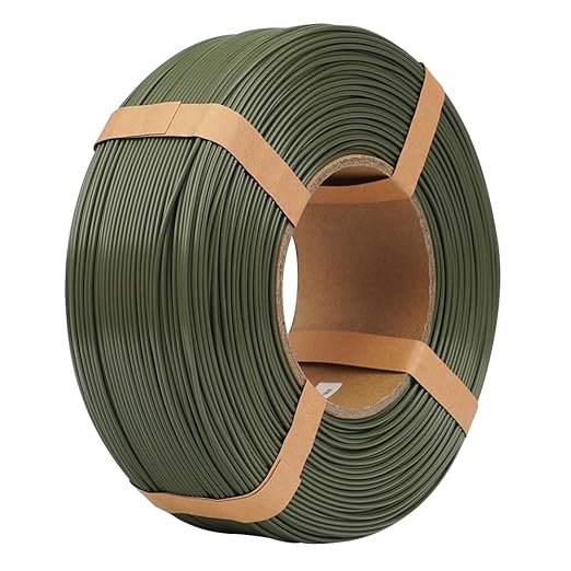 Inland V2 PLA PRO (PLA+) 3D Printer Filament Refill, 1.75mm Spooless Filament, Dimensional Accuracy +/- 0.03mm, 1KG (2.2lbs) Olive Green Refill for Inland Reusable Spools, Bambu Lab Compatible by INLAND