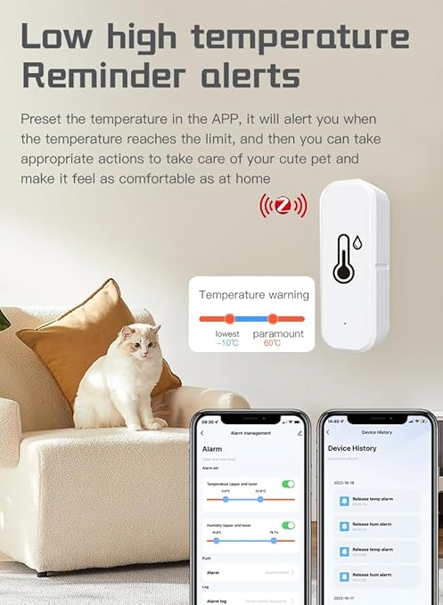 Zigbee Temperature and Humidity Sensor, Wireless Thermometer for Home Automation, Remote Monitoring, Compatible with Hub/Gateway Devices with Zigbee Hub Built-in - Image 4