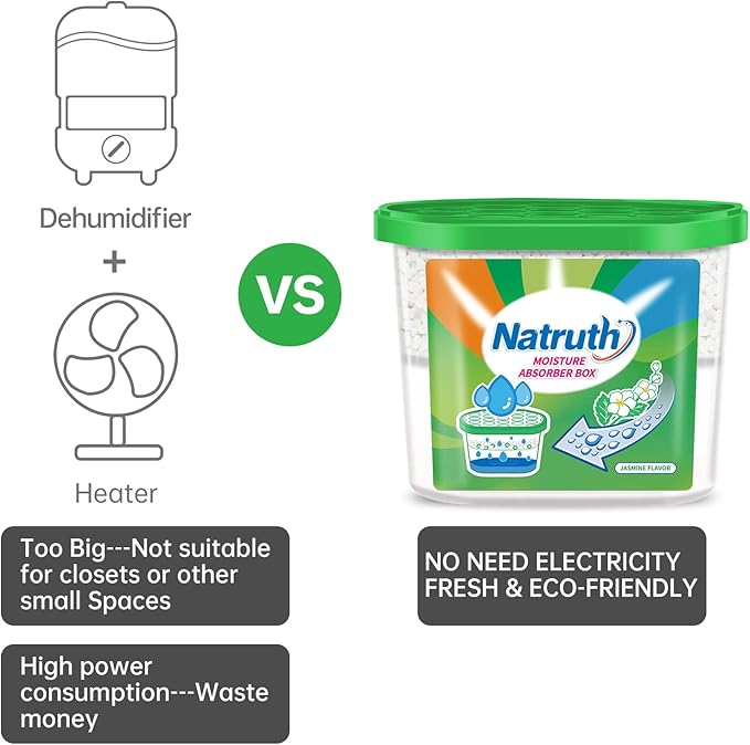 NATRUTH Moisture Absorber boxes, Jasmine 800ml(6 PACKS)*12.5OZ Closet Dehumidifier, Eradicate Odor Moisture Absorbers Bucket, Humidity Absorber,Dehumidifier for Closet,Bathrooms, Kitchen & Boats - Image 3