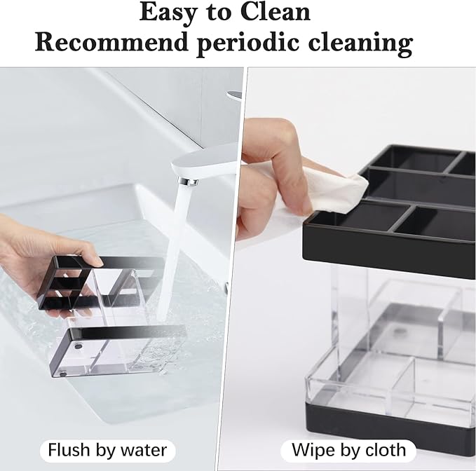 Toothbrush Holders for Bathrooms Countertop Organizer - Electric Toothbrush Holder Set, 5 Slots Toothbrush and Toothpaste Holder, Makeup Brush Storage Caddy for Family Kids (Black) - Image 5