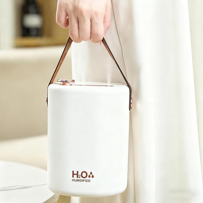 Quiet large capacity humidifier with dual nozzles, features a small night light, suitable for bedrooms and offices, Modern bedroom humidifier (White - Plug-in Version) - Image 4