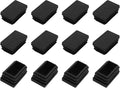 METALLIXITY Rectangle End Caps (50 x 30mm) 12Pcs, Plastic Rectangle Tube Inserts Threaded End Blanking Caps Protector - for Furniture Table Chair Legs, Black by METALLIXITY