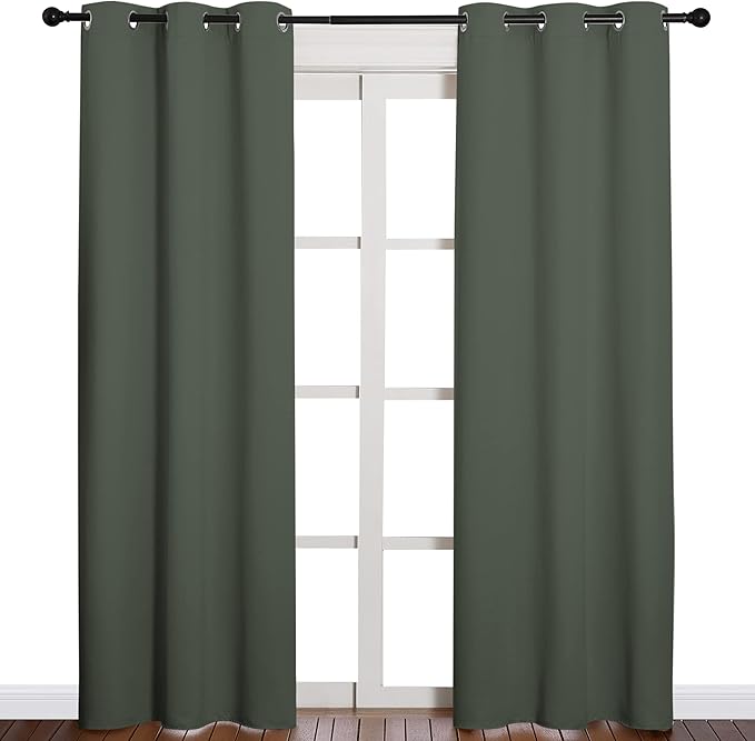 NICETOWN Window Treatment Thermal Insulated Solid Grommet Blackout Curtains/Drapes for Bedroom (Dark Mallard, Set of 2 Panels, 42 by 84 Inch) - Image 2