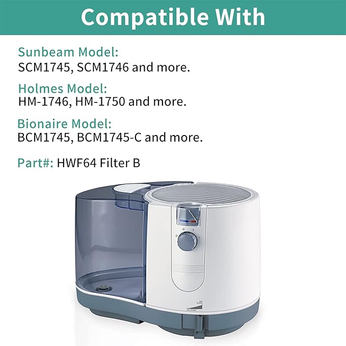 HWF64 Humidifier Filter for Sunbeam Humidifier Filter B, SCM1746, Long-Last & Sturdy, Fits Holmes HM1746, HM-1745 and Bionaire BWF64, 3 Pack - Image 2