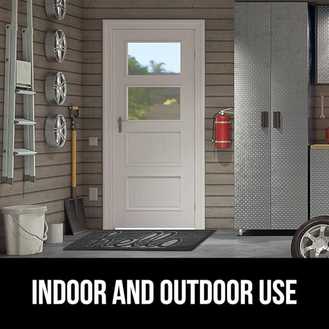 GORILLA GRIP 100% Waterproof All-Season WeatherMax Doormat 35x23, US Designed Natural Rubber, Stain and Fade Resistant, Low Profile Indoor Outdoor Door Mats, Easy Clean Patio Mat, Charcoal Hello - Image 9