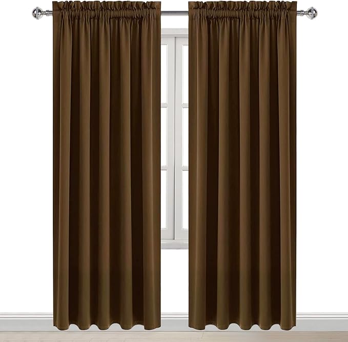 DWCN Brown Blackout Curtains for Bedroom, Thermal Insulated Energy Saving Room Darkening Curtains for Living Room (W60 x L84 inch, Set of 2 Panels, Top of Rod Pocket) - Image 9