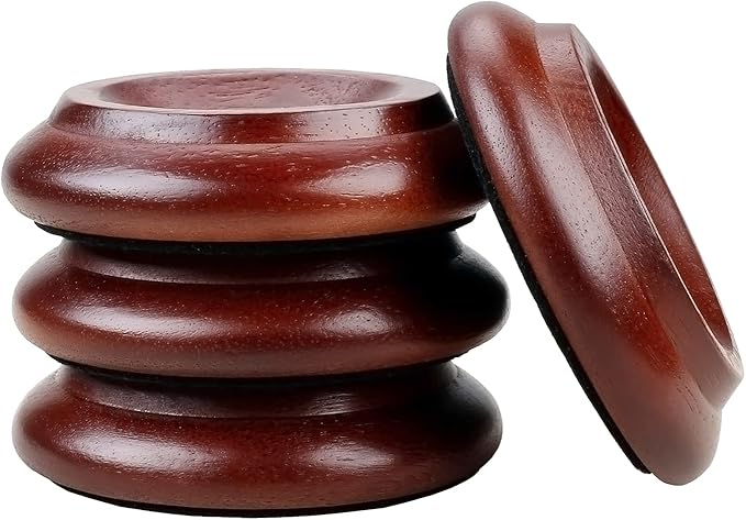 4 Pcs Solid Wood Upright Piano Caster Cups,Furniture Caster Cups,HilerPunk Sofas Beds Chairs Wheel Caster Cups Pads,with Non-Slip & Anti-Noise Felt Pads,for Hardwood Floor Protectors-Dark Brown - Image 5