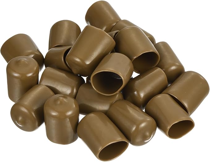 uxcell 20pcs Rubber End Caps 15.5mm(5/8") ID Vinyl PVC Round Tube Bolt Cap Cover Screw Thread Protectors Light Brown - Image 4