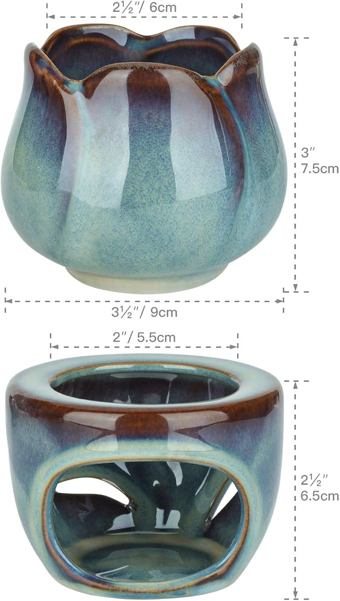 ComSaf Wax Melt Burners Essential Oil Burner Set of 2, Aromatherapy Aroma Burner Ceramic Oil Diffuser Candle Tealight Holder Home Bedroom Decor Christmas Housewarming Gift - Image 5