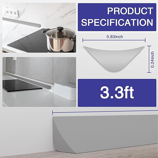 Flexible Molding Trim, Flexible Bendable Adhesive Caulking Strip, Molded Trim, Peel and Stick Home Decorative Edge for Bathroom, Kitchen, Floor, Wall (Grey, 0.83in x 0.24in x 3.3ft) - Image 2