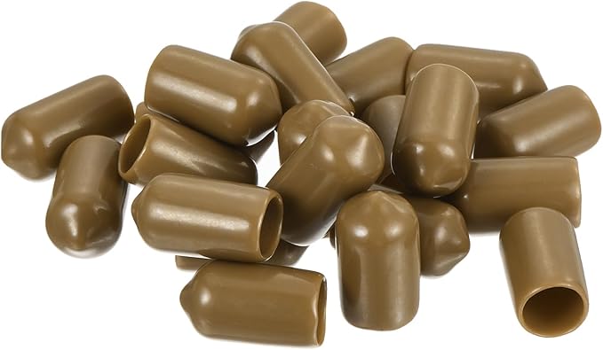 uxcell 20pcs Rubber End Caps 8.5mm ID Vinyl PVC Round Tube Bolt Cap Cover Screw Thread Protectors Light Brown - Image 4