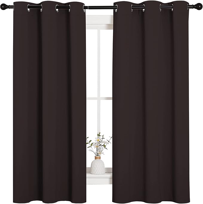 NICETOWN Triple Weave Microfiber Energy Saving Thermal Insulated Solid Grommet Blackout Curtains for Bedroom (2 Panels, 42 inches by 63 Inch, Toffee Brown) by NICETOWN
