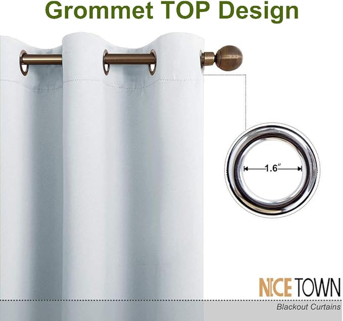NICETOWN Insulated Sliding Door Curtain-Wide Thermal Blackout Patio Door Curtain Panel, Sliding Door Drapes/Draperies with Grommet Top (1 Piece, Cloud Grey, 70" Wide x 72" Long) - Image 2