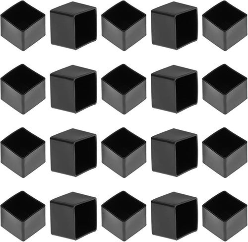 10Pcs 1" Square Chair Leg Caps, Black Vinyl Flexible Chair Leg Cover Floor Protectors for Furniture Legs, 25 x 25mm by Bonsicoky