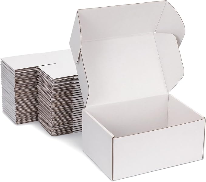 Small Shipping Boxes 9x6x4 Inch (25 Pack) - Sturdy White Corrugated Cardboard Boxes for Small Business, Ecommerce, Mailing & Packaging | Recyclable Gift & Storage Boxes by DUZCLI