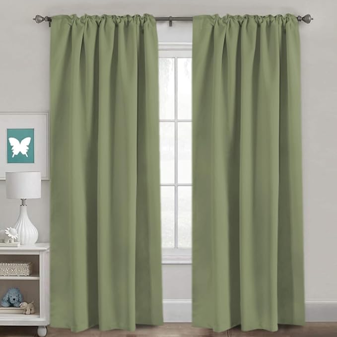 H.VERSAILTEX Blackout Curtains for Living Room Thermal Insulated Window Treatment Panels Room Darkening Blackout Drapes Back Tab/Rod Pocket Bedroom Draperies, 52 x 84 Inch, Sage, 2 Panels - Image 2