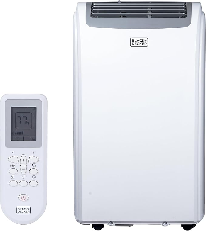 BLACK+DECKER 12,000 BTU Portable Air Conditioner with 9,000 BTU Heating, 4-in-1 AC, Heater, Dehumidifier and Fan, Portable AC Unit with Remote Control, Window Kit Included, White, BPP08HWTB by BLACKDECKER