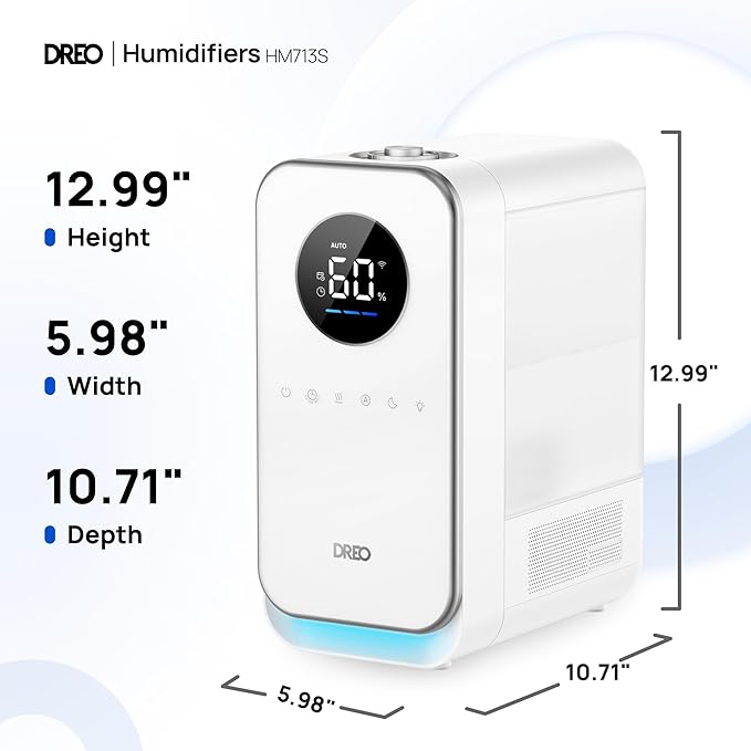 DREO Humidifiers for Bedroom, Top-filled Smart Quiet Cool Mist Humidifier for Large Room, 50 Hours Runtime for Home, Indoor Plants, Oil Diffuser & Nightlight for Baby Nusery, 5L, with Alexa/Google - Image 9
