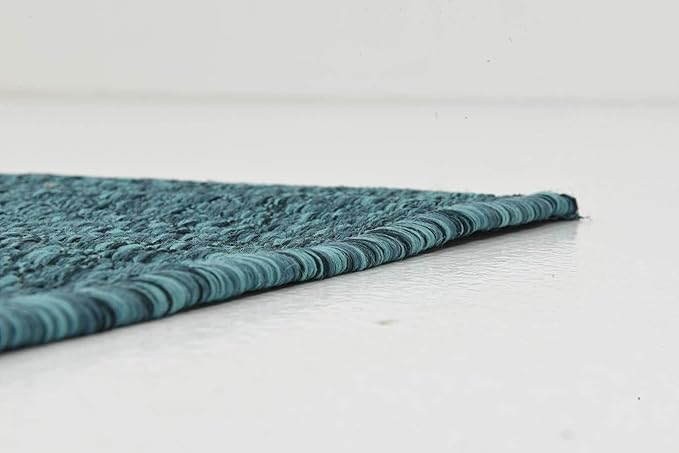 Unique Loom Collection Casual Transitional Solid Heathered Indoor/Outdoor Flatweave Area Rug (2' x 6' 1" Runner, Teal/Navy Blue) - Image 7