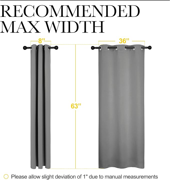 NICETOWN Blackout Curtain Blind for Bedroom Thermal Insulated Grommet Blackout Room Darkening Drape/Drapery (Single Panel, W42 x L63 inches, Silver Grey/Gray) - Image 7