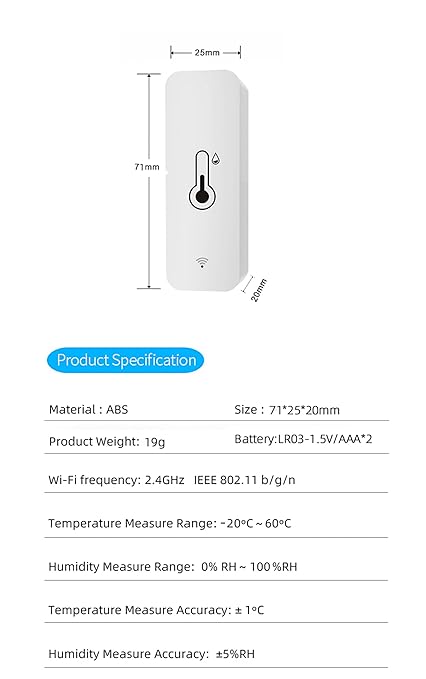 2-Pack WiFi Temperature Humidity Sensor: Indoor Thermometer Hygrometer with App Alert, Free Data Storage Export, Smart Temperature Humidity Monitor for Home Pet Greenhouse, Compatible with Alexa - Image 8