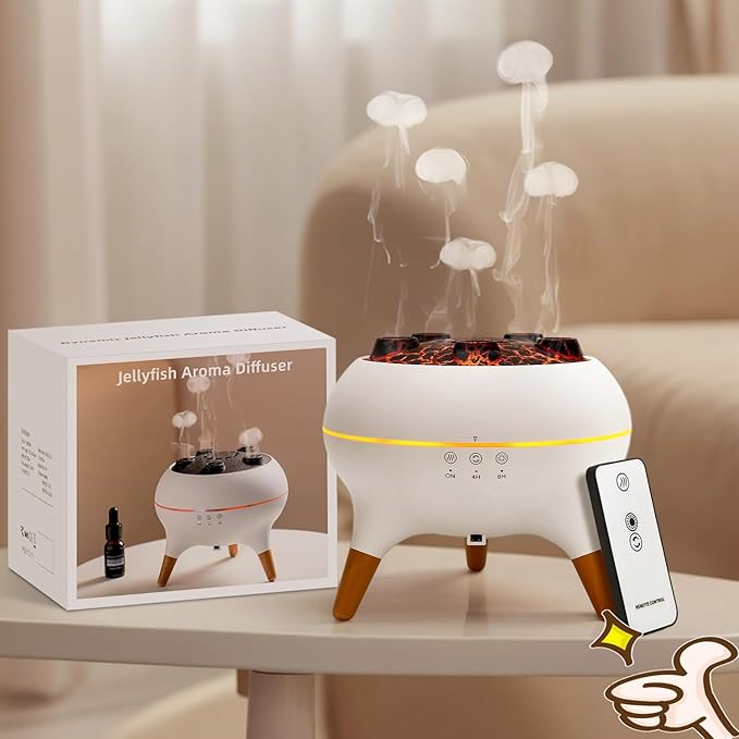 Jellyfish Diffuser, 0.66gal(250ml) Remote Control 7 Colors LED Lights, Easy Clean & Top Fill, Quiet with Ultrasonic, Cool Mist Humidifier for Travel Office Bedroom Baby Nursery by Unknown
