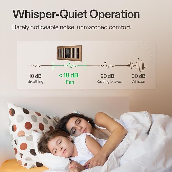 VIVOSUN Quiet Register Booster Fan for "  " Holes, Cooling Heating Vent Fan with 10-Speeds App Control &Adjustable Wind Direction, Thermostat Control for Bedroom, Bathroom &Attic, Brown - Image 5