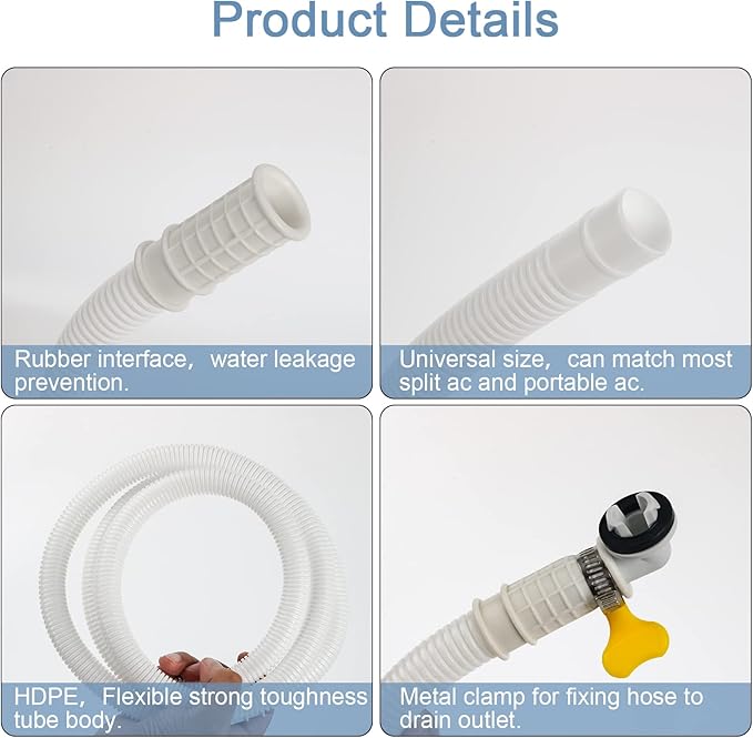 HOXHA 5 Ft Air Conditioner Drain Hose Kit Plastic Tubing for AC Condensate Flexible Durable Drain Hose for Mini Split AC Portable AC Washer Dishwasher Faucet - Image 3