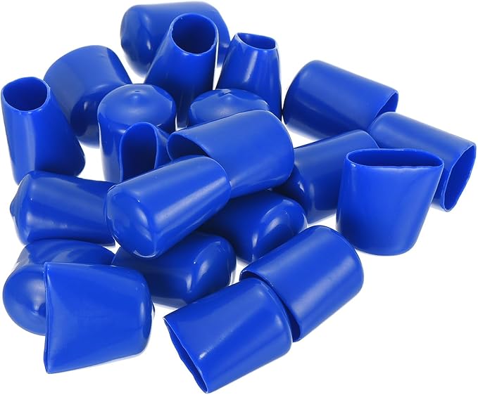 uxcell 20pcs Rubber End Caps 20mm ID Vinyl Round Tube Bolt Cap Cover Screw Thread Protectors Blue - Image 4