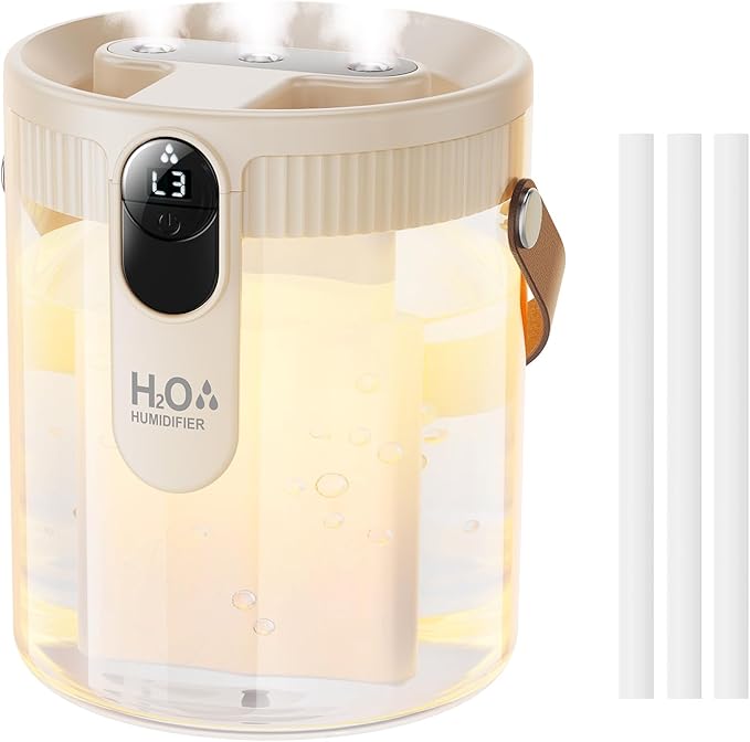DIGIX Small Portable Humidifiers for Bedroom, 1.4L Top Fill Cool Mist Humidifier for Home Office Travel, 3 Mist Modes, Auto Shut Off, Night Light, Easy to Clean Quiet Humidifier for Baby Plant (Beige) by CoolBreezeStylishEase