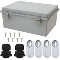 MAKERELE Grey Electrical Junction Box for Outdoor Waterproofing,Outsourced IP67 ABS Plastic, Including Mounting Plate,Wall Bracket,Hinged Cover, and 3/4" NPT*2(13.8"×9.8"×5.9") by MAKERELE