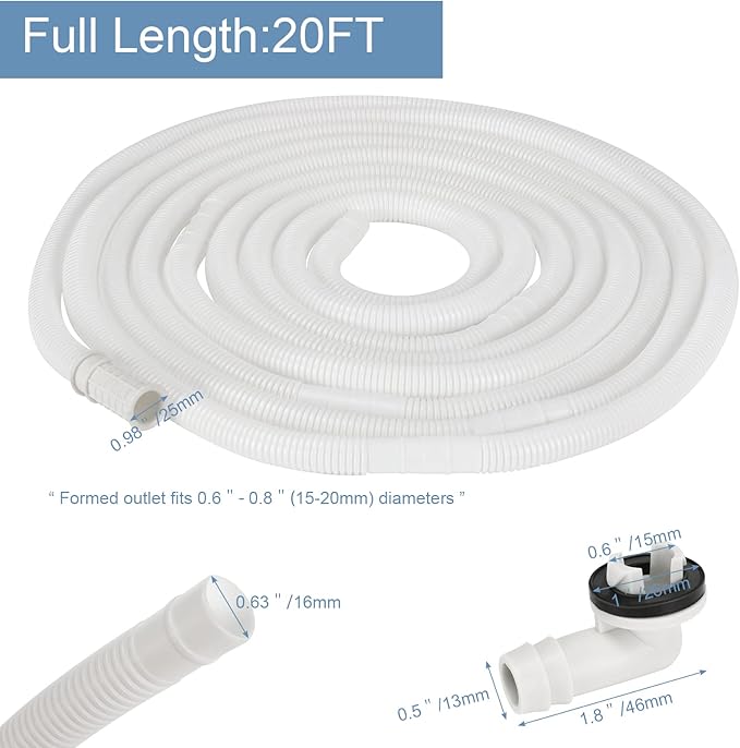 HOXHA 20 Ft Air Conditioner Drain Hose Kit Plastic Tubing for AC Condensate Flexible Drain Hose for Mini Split AC Portable AC Washer Dishwasher Faucet - Image 2