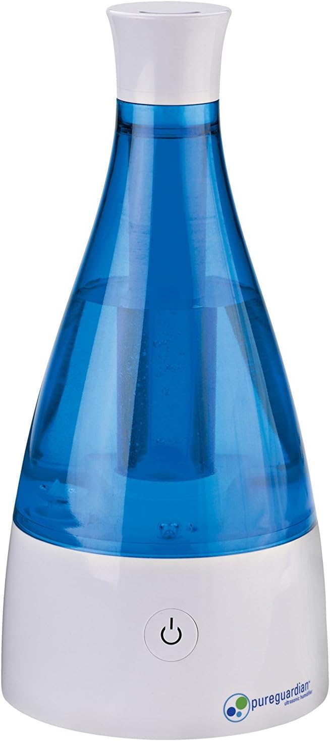 PureGuardian Ultrasonic Cool Mist Humidifier, 10 Hrs. Run Time, 210 Sq. Ft. Coverage, Small Rooms, Quiet, Filter Free, H920BL by PureGuardian