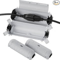 Flemoon [3 Pack] Outdoor Extension Cord Cover Waterproof, Weatherproof Electrical Connection Box for Straight Plug, Outlet, Socket, Halloween, Christmas Holiday Decoration String Light, Light Grey by FLEMOON
