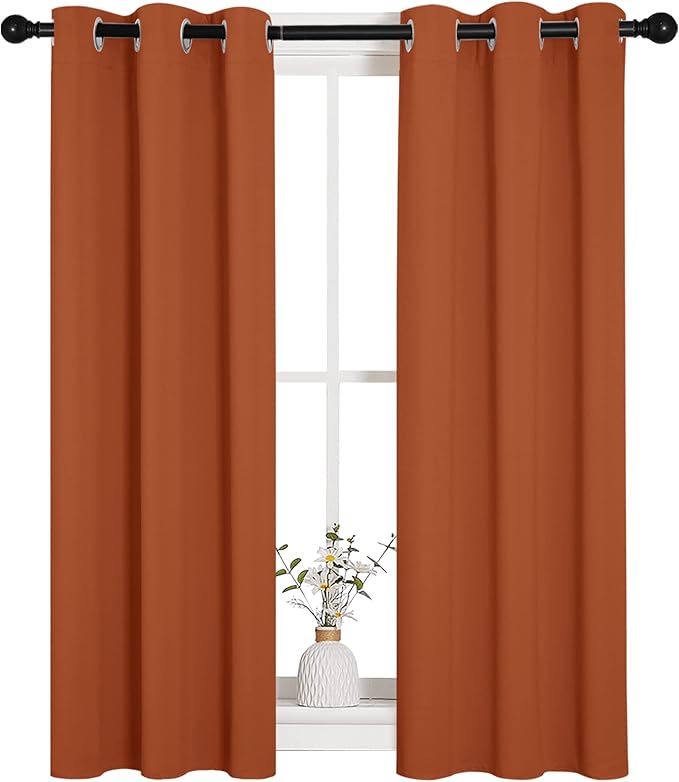 NICETOWN Burnt Orange Window Curtains Blackout Drapes, Thermal Insulated Solid Grommet Blackout Curtains/Draperies for Living Room (1 Pair, 29 by 45 inches) - Image 2