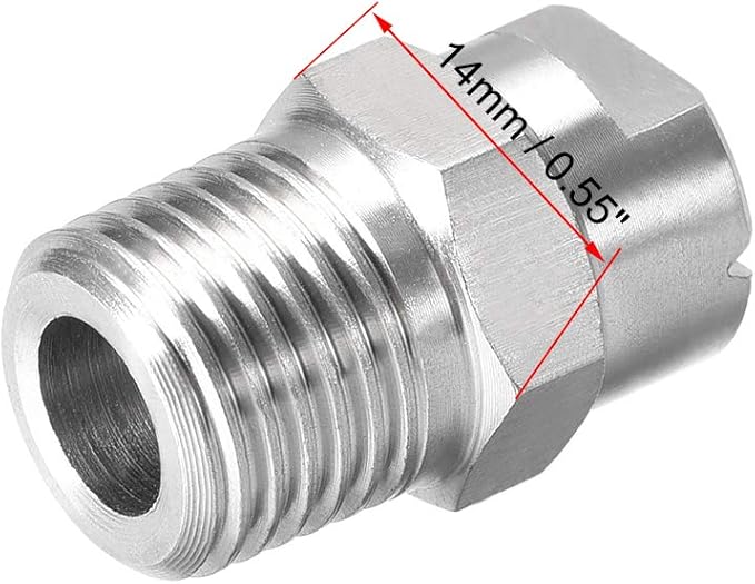 uxcell Flat Fan Spray Tip - 1/4BSPT Male Thread 304 Stainless Steel Nozzle - 65 Degree 2.8mm Orifice Diameter - 2 Pcs - Image 3