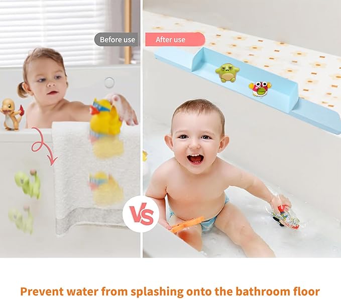 Silicone Splashing Guard with 7 Suction Cups for Bath Time Water Barrier Bathroom Organizers - Image 9