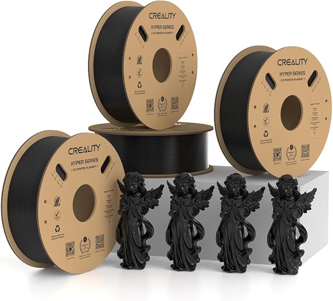 Creality Hyper PLA Filament Bundle Black 4KG, Up to 600mm/s High Speed 3D Printer Filament PLA, No-Tangling Stronger Toughness Fit Most 3D Printers by Creality
