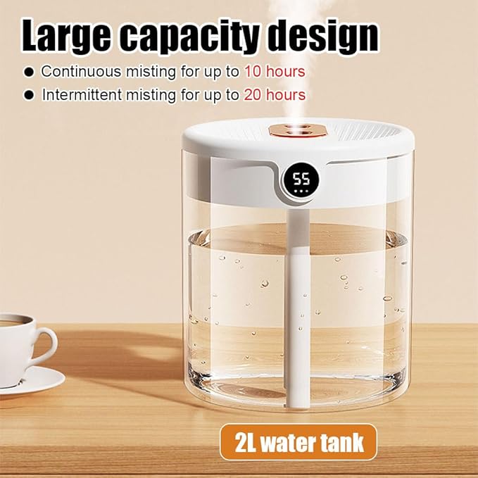 Smart Humidifier, Double Nozzle Cool Mist Humidifier with Night Light, 2L Top Fill Air Humidificador for Home Bedroom Office - Image 7