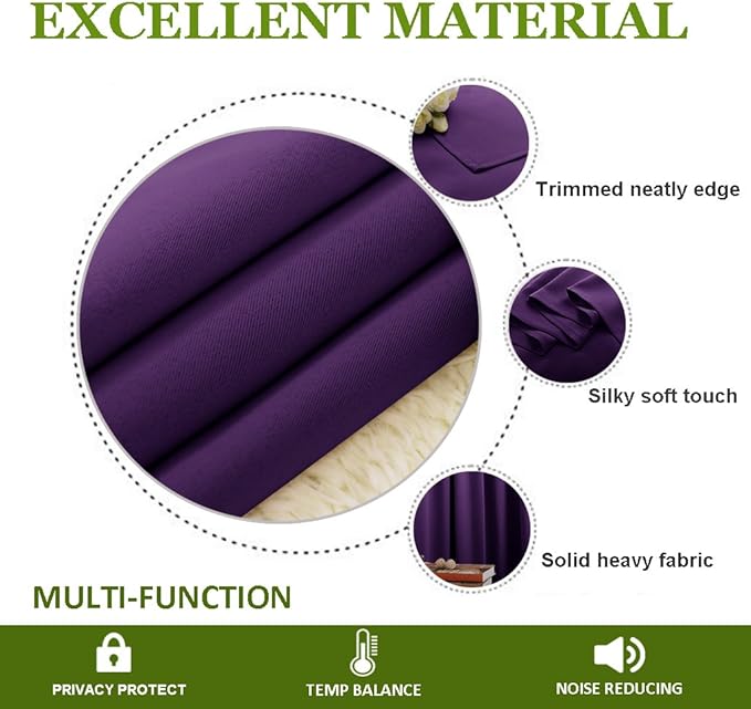 NICETOWN Blackout Room Darkening Window Curtain Triple Weave Home Decoration Solid Ring Top Blackout Room Darkening Drape for Bedroom (Single Panel, 42 x 72 inch, Royal Purple) - Image 4