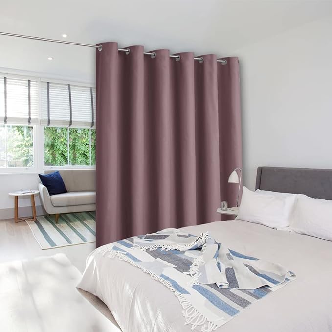 NICETOWN Room Dividers Curtains Screens Partitions, Extra Wide Grommet Top Handing Room Dividers Blackout Curtain Panel for Apartment, Studio (Dry Rose, Single Pack, 8ft Tall x 10ft Wide) by NICETOWN