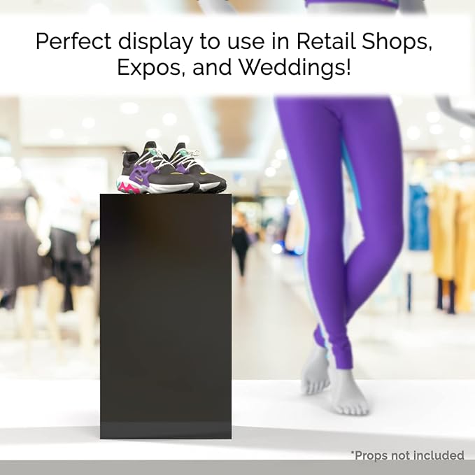 Marketing Holders Acrylic Display Riser Plinth Tall Glossy Black 5 Sided Pedestal Stand 12” x 12” x 24” Throne Platform Lucite Riser Models Memorabilia Socle TradeShows Expos - Image 3